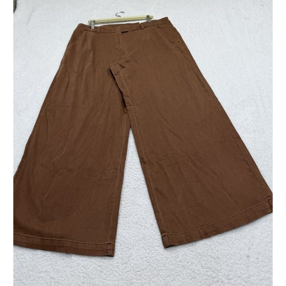 American Eagle Wide Leg Pants Brown High Rise Trousers Retro Boho Y2K Sz 18 NWT